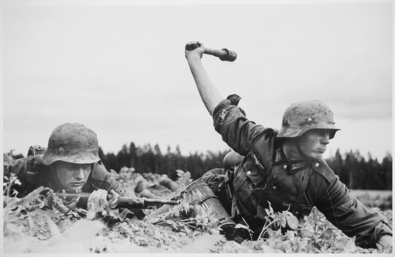 German infantry posing for attack